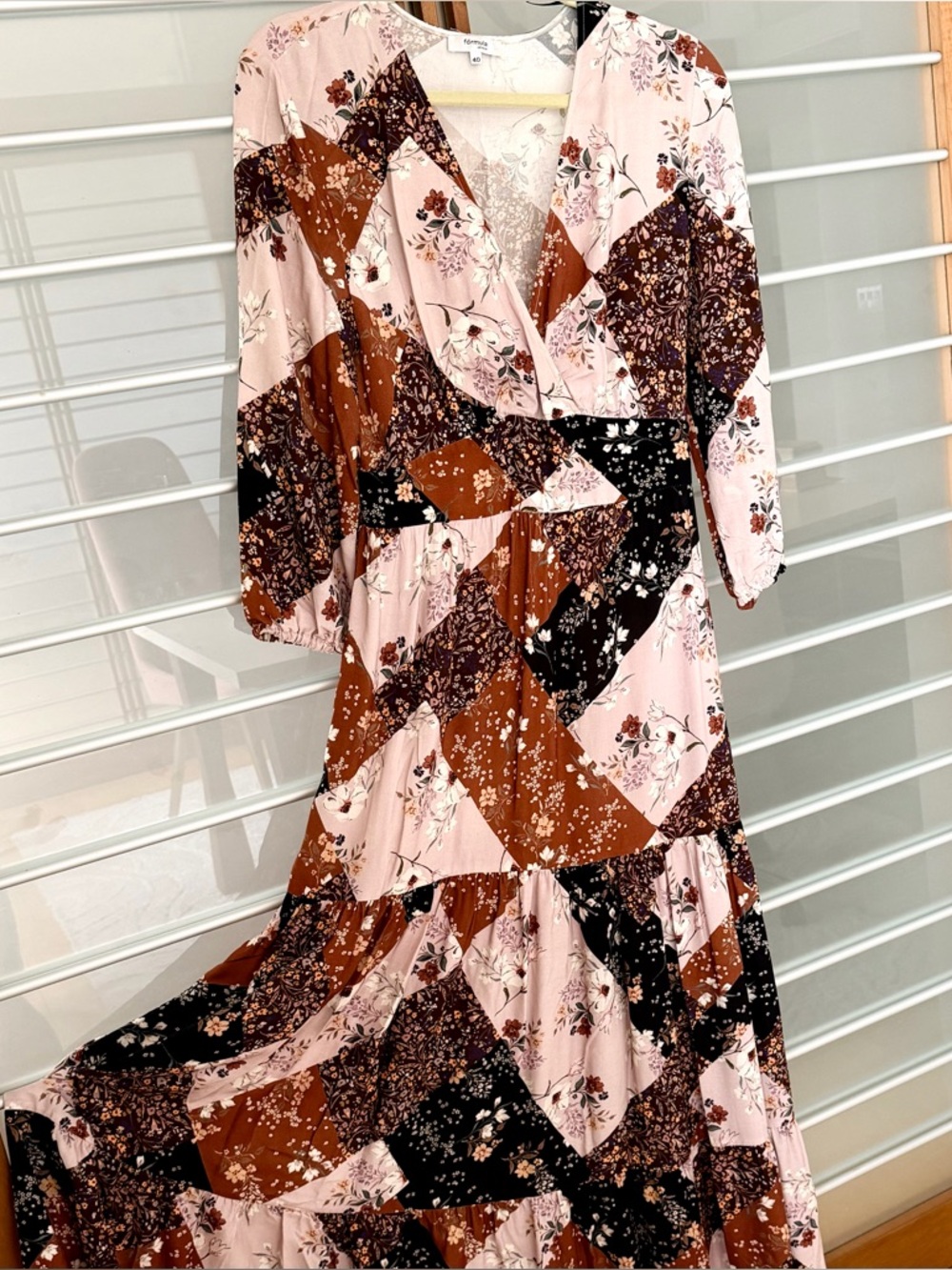 Boho Chic Floral Maxi Dress - Pink & Brown
